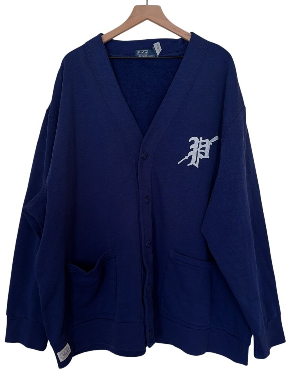 Polo Ralph Lauren Mens Royal Blue Rowing-Patch Fleece Cardigan